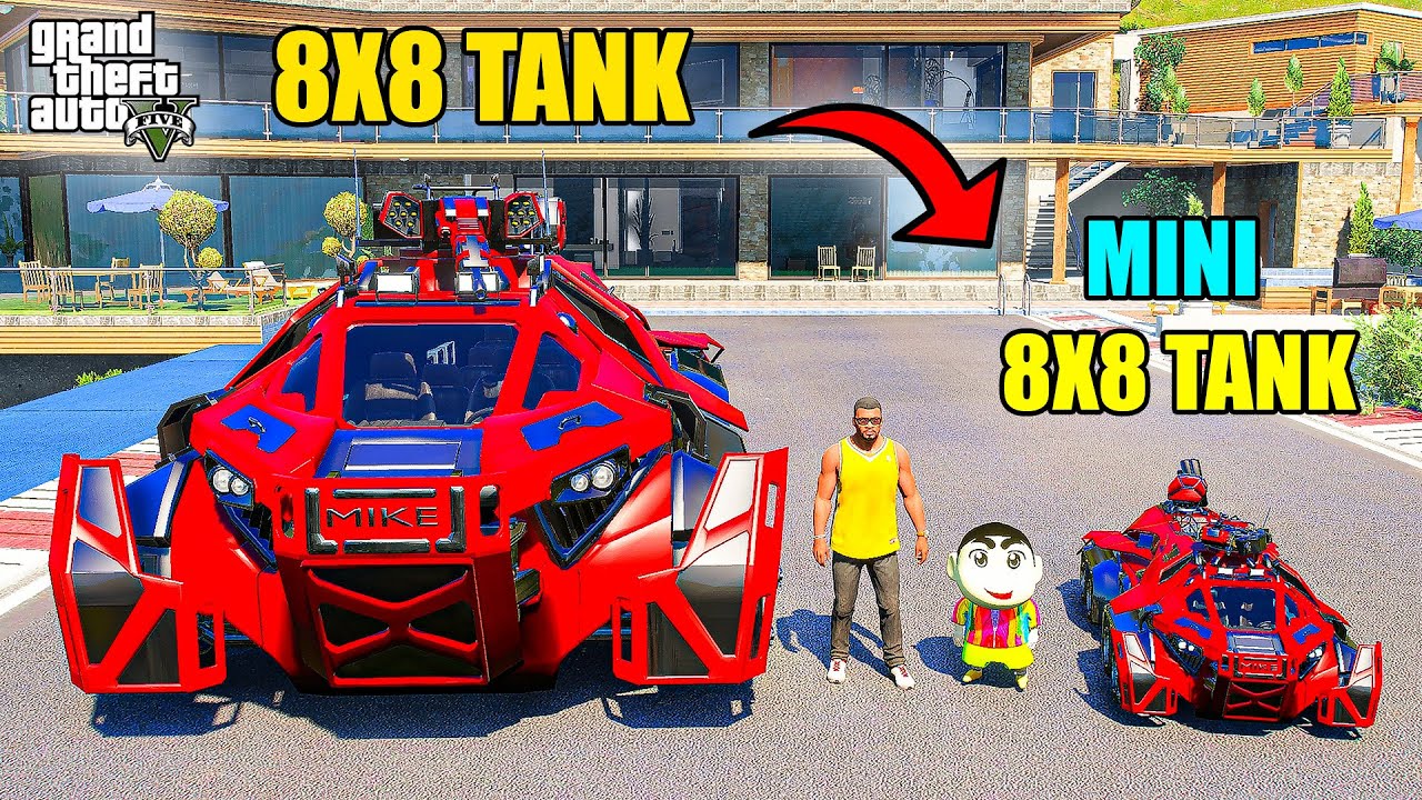 Franklin 8x8 Tank VS Shinchan Mini 8x8 Tank in GTA 5 | JNK GAMER
