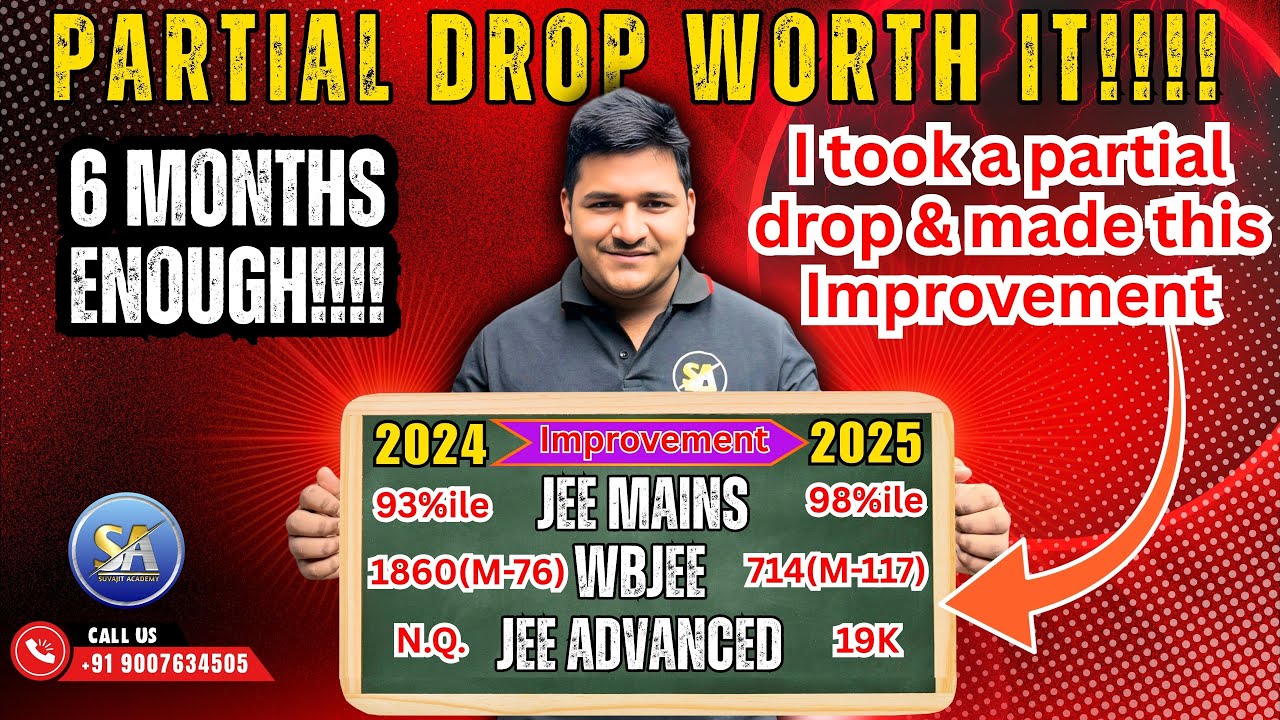Partial Drop Year Strategy for JEE & WBJEE 2026 | Significant Improvement possible in Partial Drop!!
