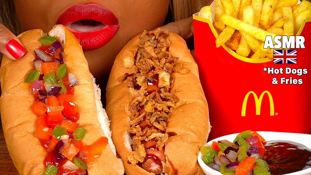 ASMR Eating Hot Dog & mcdonalds french fries, Mexican, Gentle Whispering, Eating Show Mukbang먹방 asmr