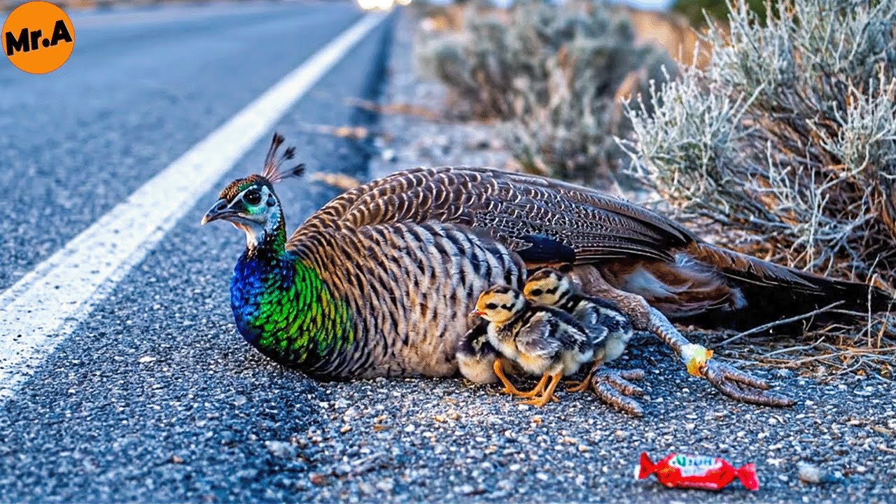 Heartbreaking Rescue of an Injured Mother Peahen and Her Baby by the Roadside | Animal Rescue
