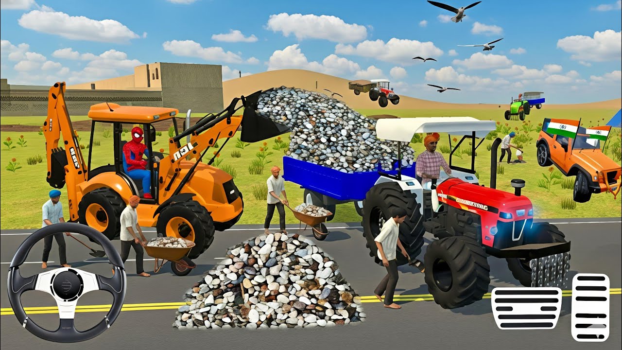 🔴Drive JCB and Uploading 🪨🏗Stone From Dumper🌋 Truck in Game #truck​ #jcb​ #tractor​ #dumper​ #games​