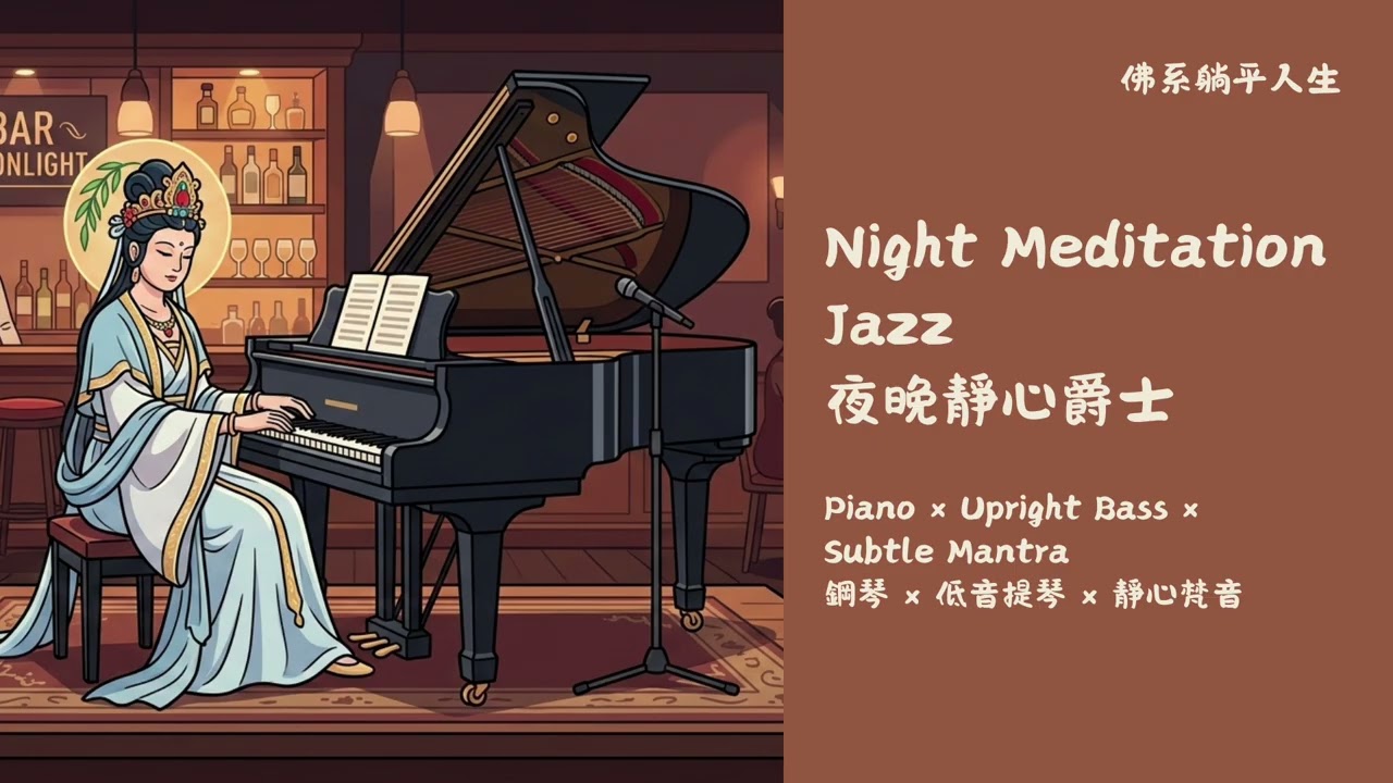 夜晚靜心爵士｜葯師經 × 柔和爵士擺動 🎷｜鋼琴・低音提琴｜陪你泡茶・伸展・冥想｜Night Meditation Jazz – Heart Sutra Calm Evening Mix