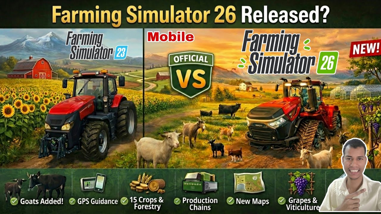 Finally Farming Simulator 26 is here ! All About FS26, new features,  animals, maps | FS23 vs FS26