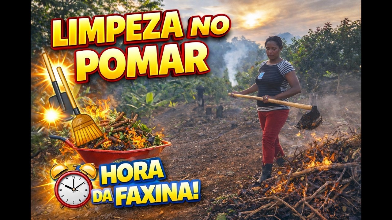 Dia especial de limpeza e cuidado no nosso pomar! ☀️🌿