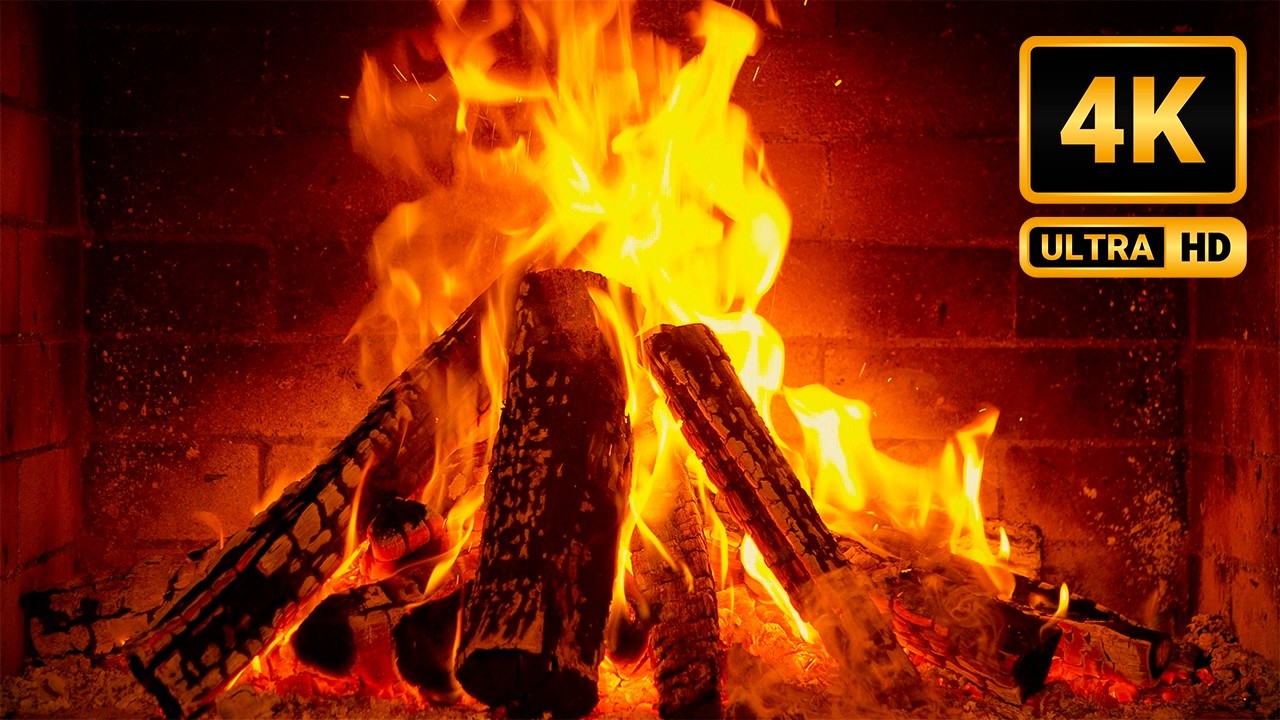 Fireplace Comfort with Natural Fire Sounds and Smooth Jazz Playlist | 4K 12 Hours