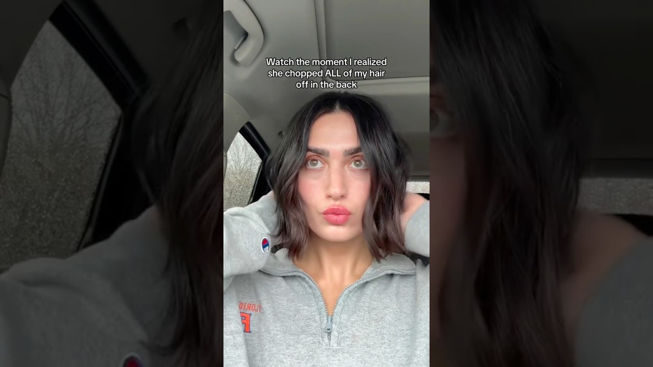 She chopped ALL of my hair off 💀 #badhaircut #hair #haircut #shorthair  #funny #viralvideo #bobhair