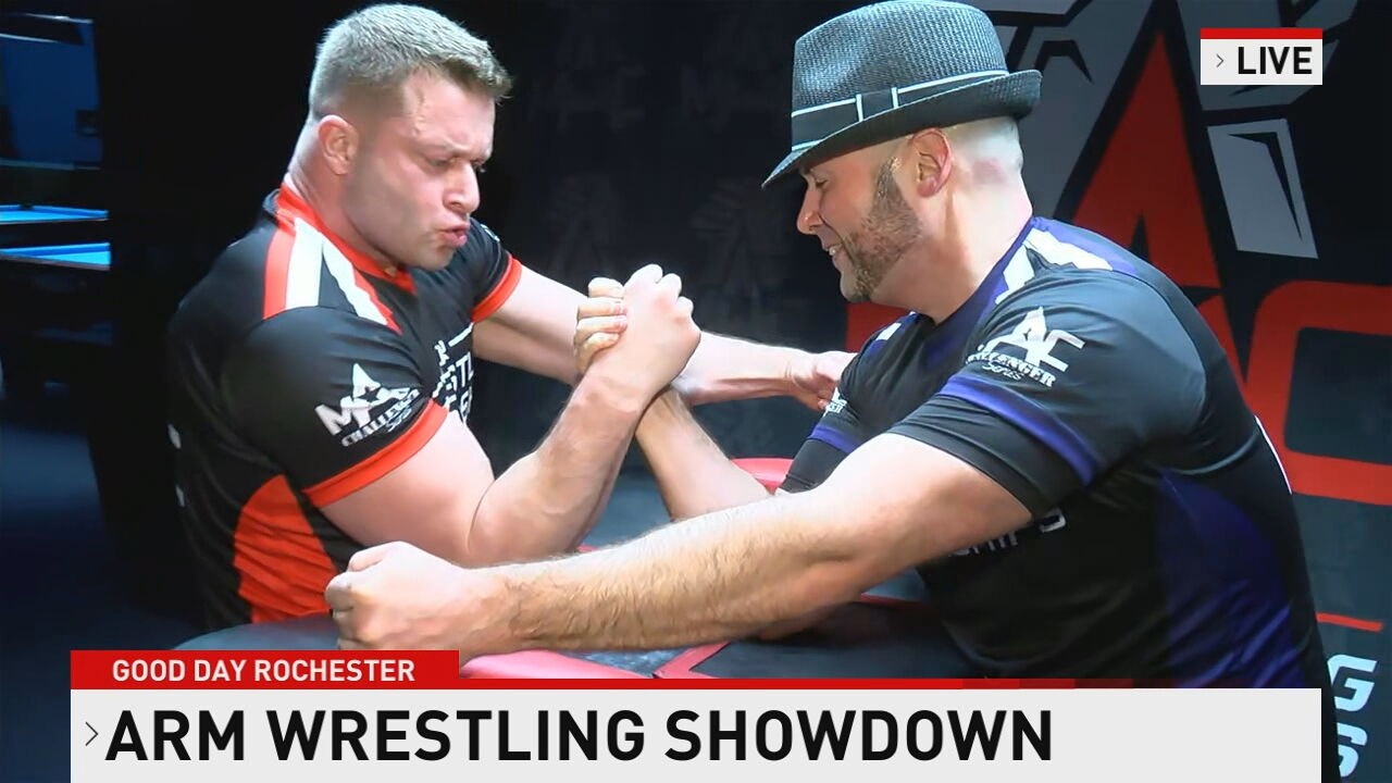 EZ Rollers arm wrestling at East Ridge Billiards