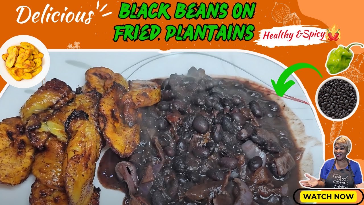 Flavorful Black Beans on Fried Plantains -  Healthy and Spicy Recipe