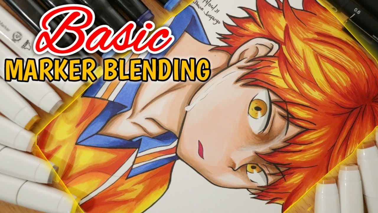 How to Blend Alcohol Markers without Blender | COPIC, OHUHU, TOUCH FIVE ( Shoyo Hinata Drawing )