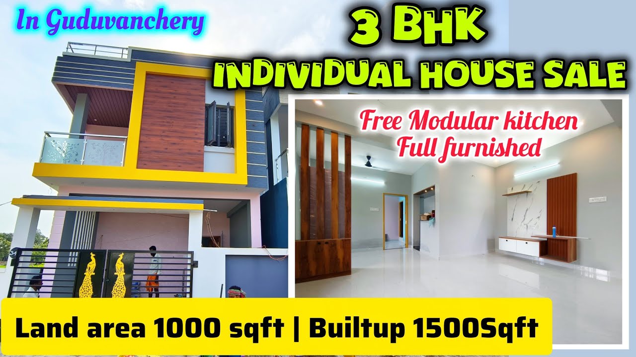 🏠Ready To Move🥳3bhk Individual house Sale in Guduvanchery🤓Free TV Show Case & Modular & Furnished