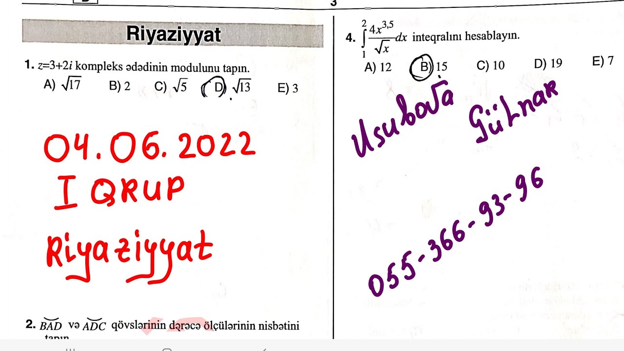 04.06.2022 Blok I Qəbul  sual 1-30