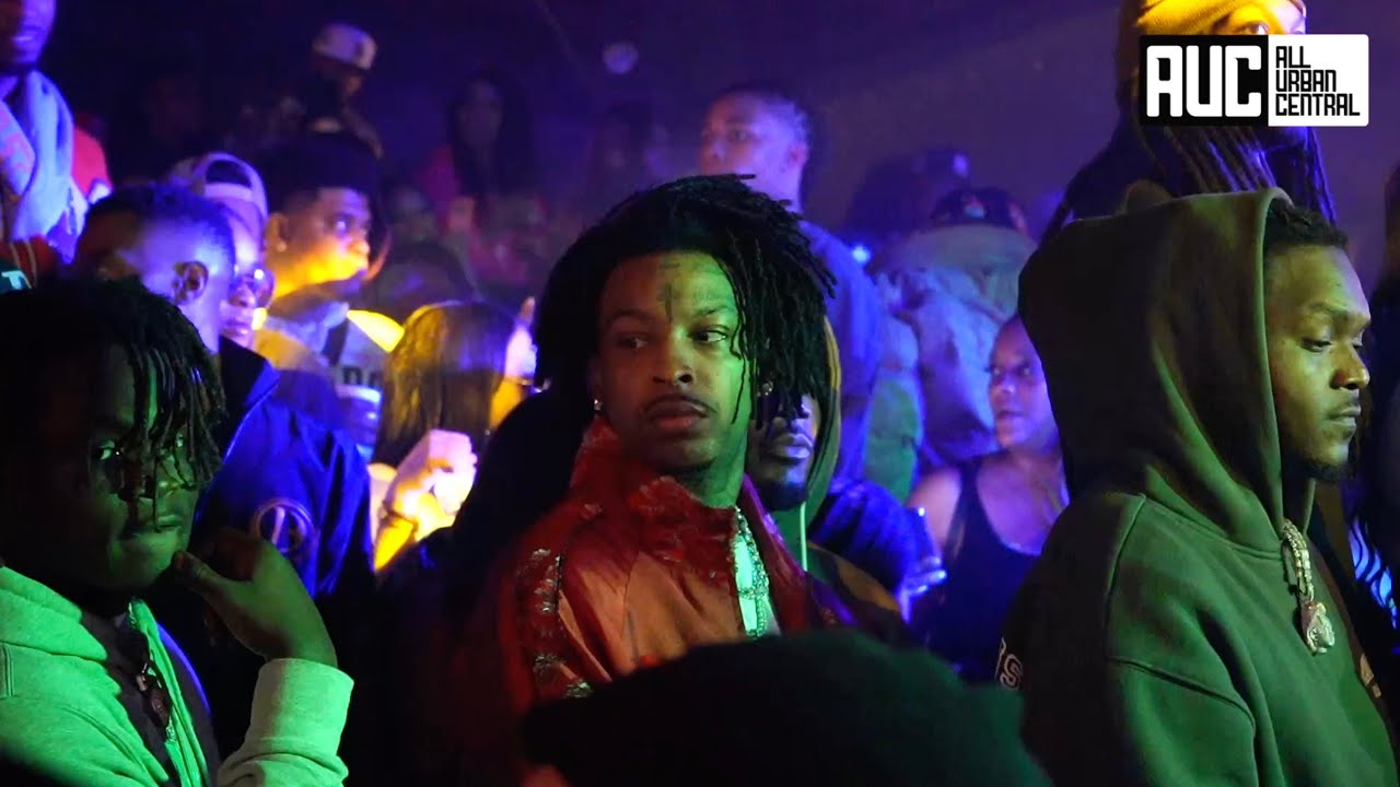 21 Savage Young Nudy On Red Alert Eyes Keep Looking Around At Metro Boomin Hero's And Villains Party
