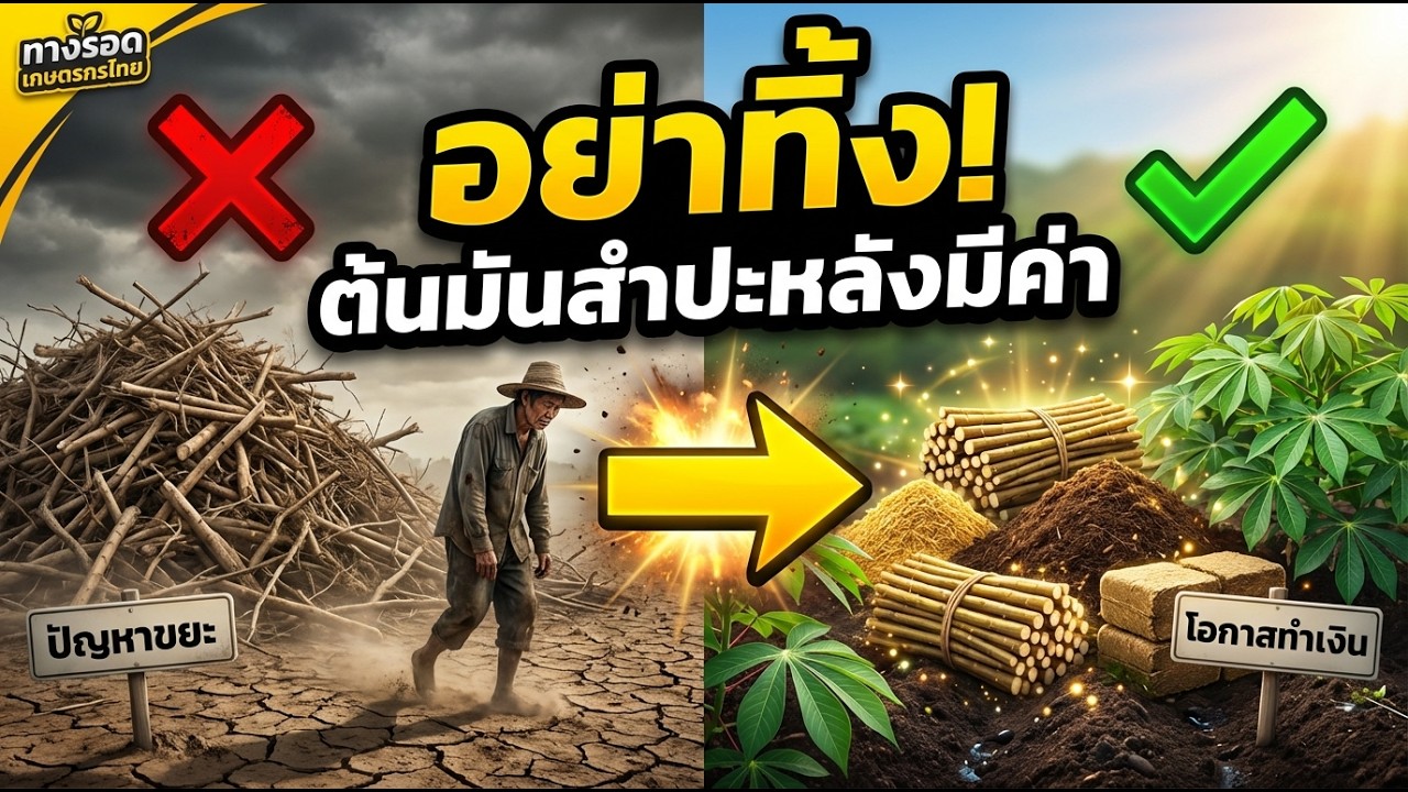 อย่าทิ้ง! ต้นมันสำปะหลังทำปุ๋ยชั้นดี ลดต้นทุนทั้งสวน