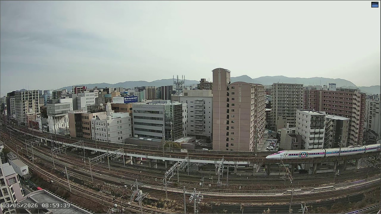 Live Cam: Hakata Station, Fukuoka, JP｜Shinkansen & Local JR Lines｜Night View｜Sunrise & Morning Sun