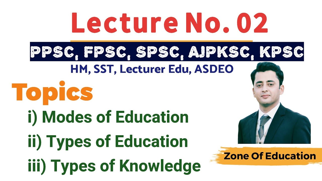 Lec 2 Ch 1 Modes of Education, Types of Education, Knowledge and its types