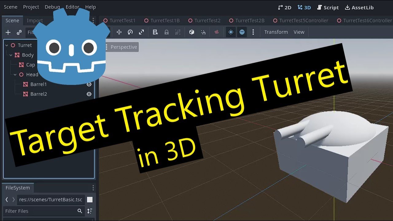 Turret rotate and elevate toward a target - Godot 3D Tutorial - Target tracking - Code and Math