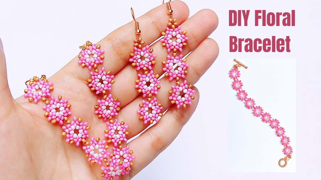 Seed Bead Floral Bracelet Tutorial with Step by Step Instructions - Cute Beaded Bracelet Tutorial