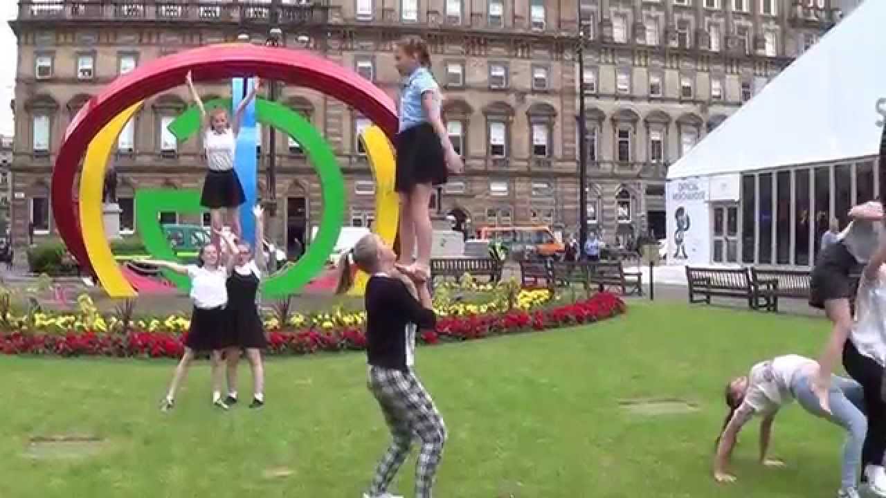 Abbie Bryson and Ayrshire Acro do flash mob George Square, Glasgow