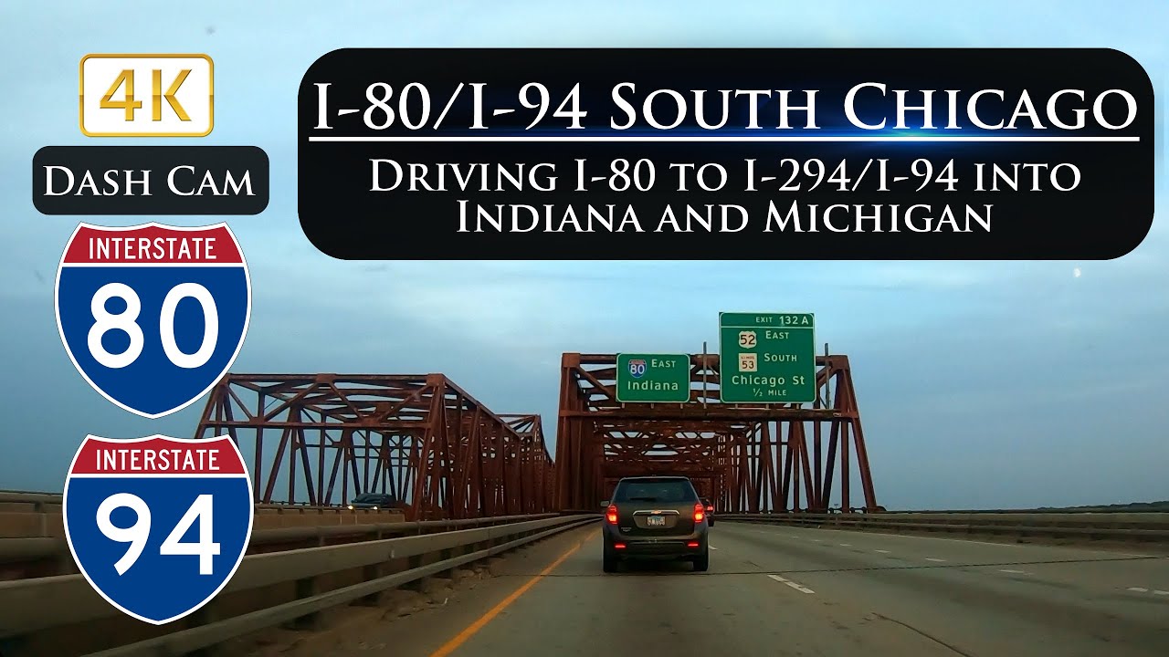 I-80/I-94 Eastbound from eastern Illinois through Indiana to Michigan in 4K Ultra HD
