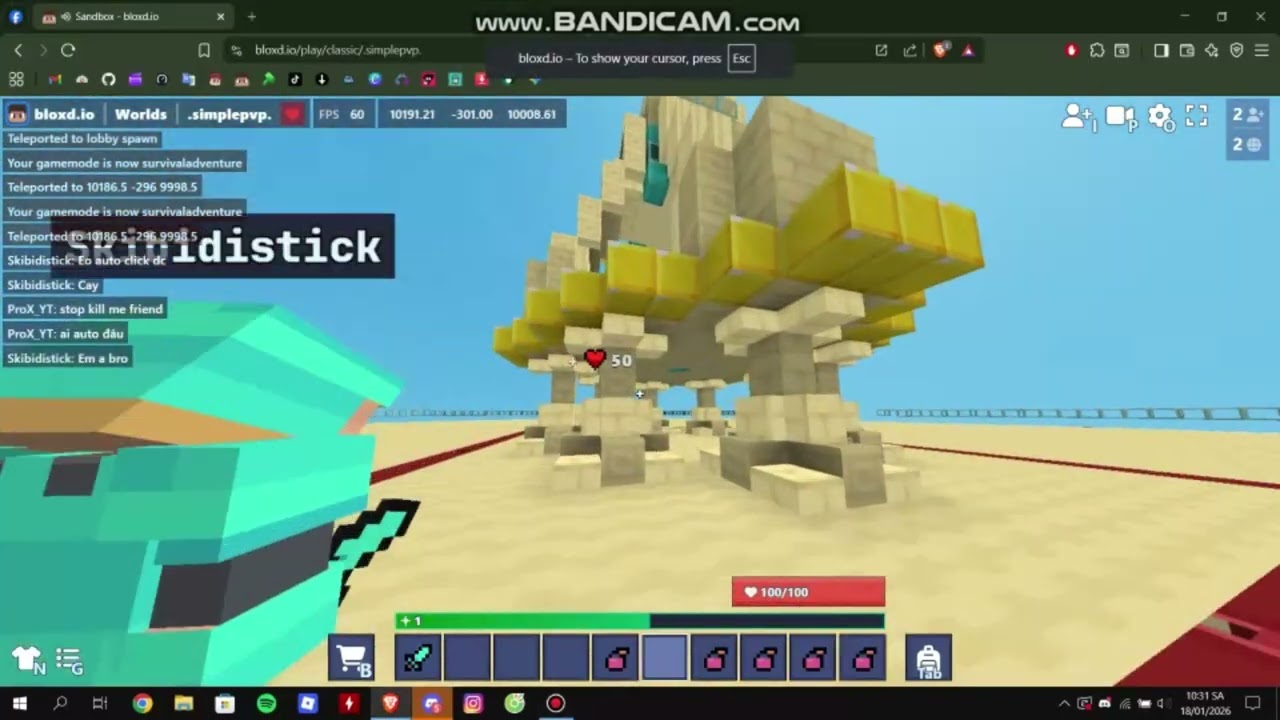 Skibidistick vs ProX_YT in Bloxd.io 's PvP, who wins? Insane match!