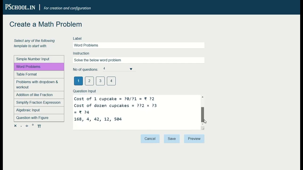 Create Math Activities using PSchool Authoring Tool
