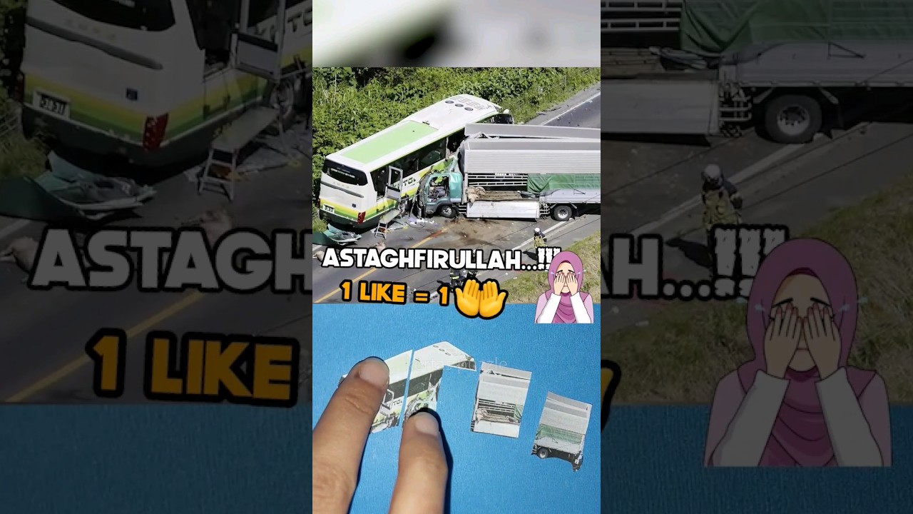 Astaghfirullah!!! Bus telolet di tabrak truk oleng rem blong #crash #truck #bus
