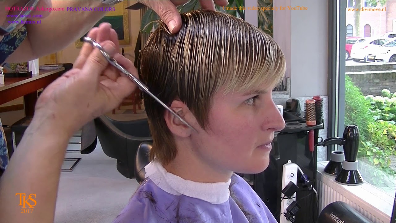 Ilove to do haircuts like this! Tutorial of Mirian short hair cut and color by TKS