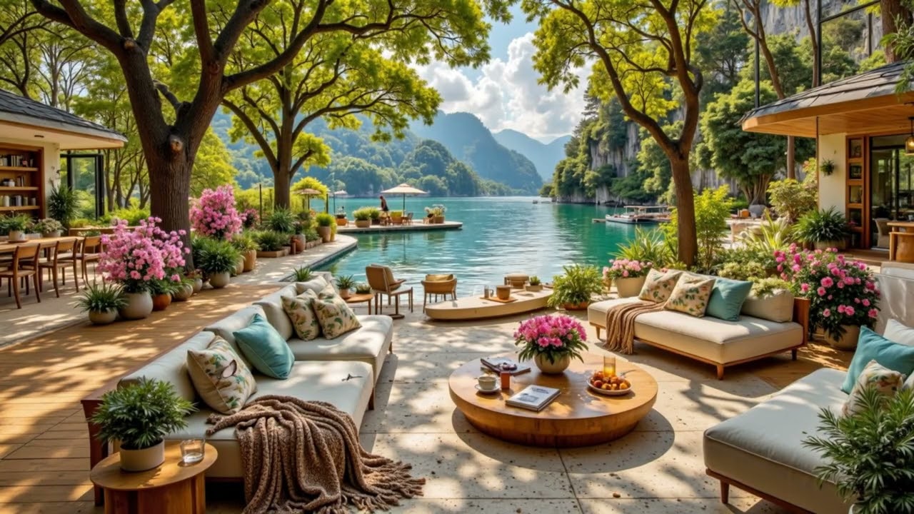 Calm Spring Jazz by the Sea 🌧️ Relaxing Jazz Piano Music & Nature Sounds to Study, Work, Focus