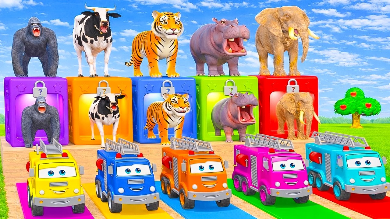 Long Slide Game With Cow Elephant Gorilla Hippopotamus Tiger 3d Animal Game Funny 3d Animals