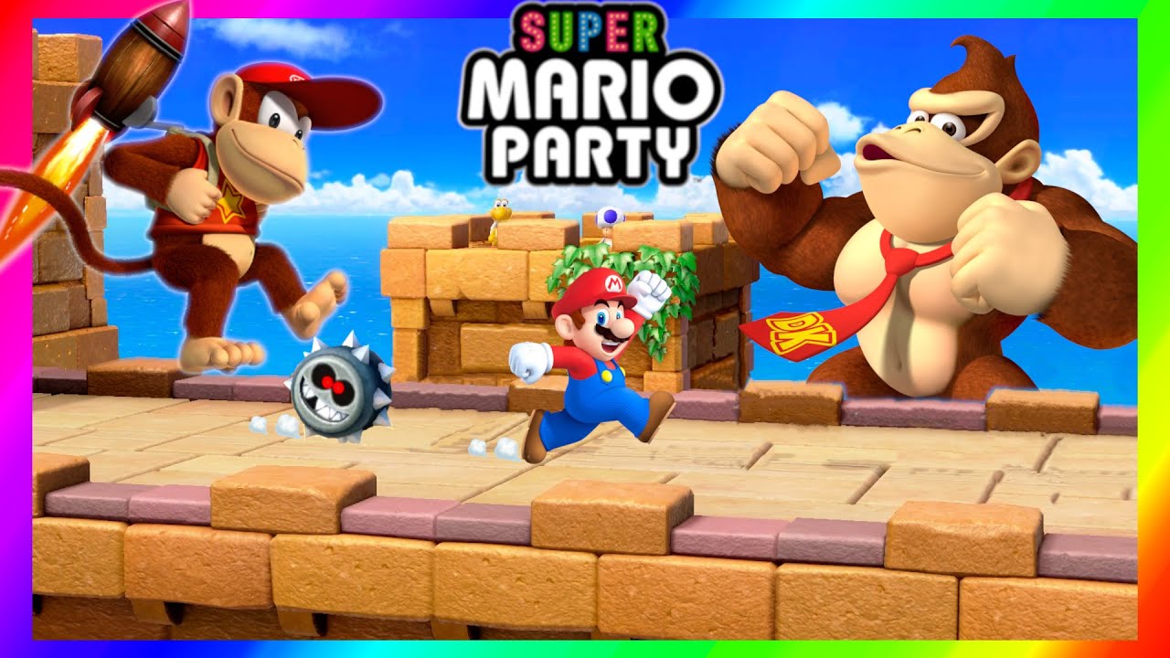 Super Mario Party Minigames Donkey kong vs Diddy vs Mario vs Bowser Jnr