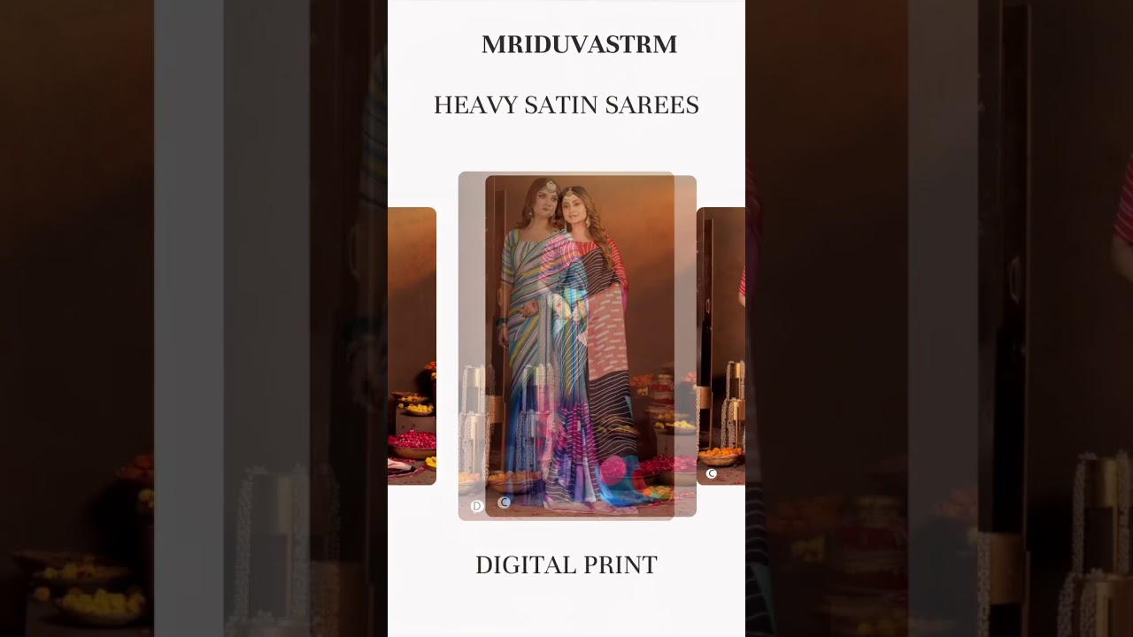 Satin Sarees with Digital Print for your gracious look!💃 #satin #partywearsaree #casualwear #saree