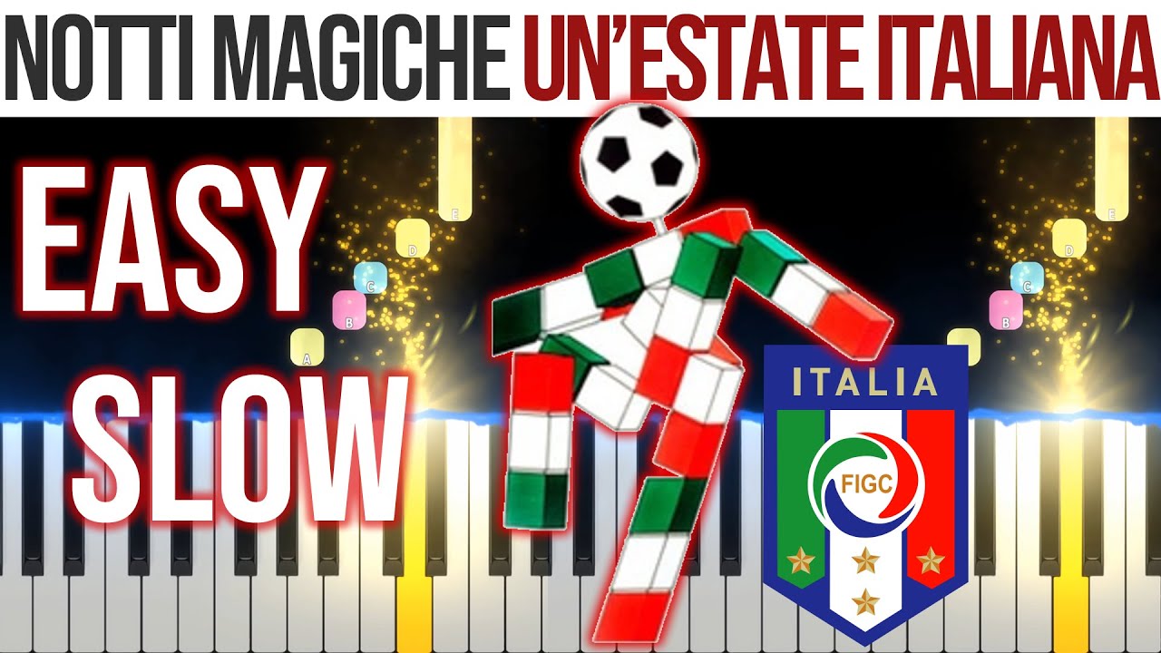 Notti Magiche - Un'Estate Italiana - Nannini - Bennato - EASY SLOW Piano Tutorial 🎹 - video 4K🤙