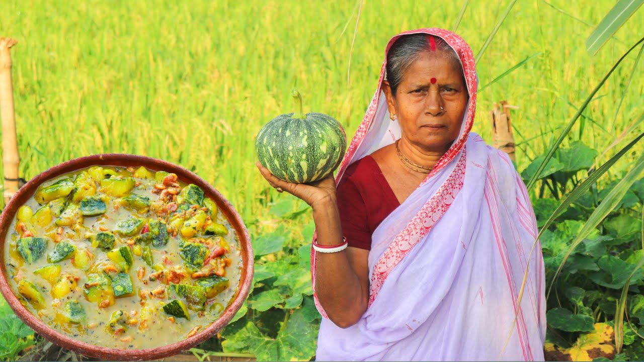 বাড়ির গাছের কচি কুমড়ো দিয়ে চিংড়ি মাছের স্বাদ ই আলাদা!!  pumpkin & Prawn curry!!
