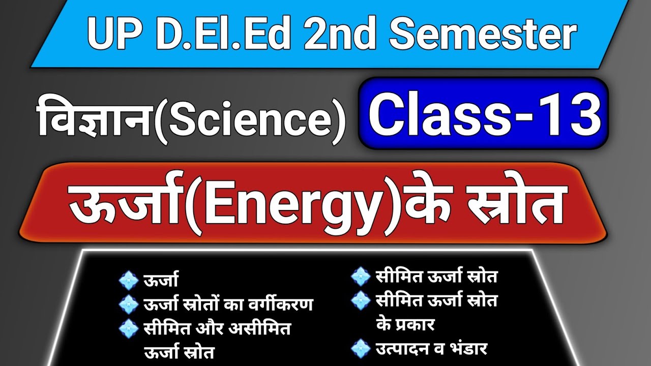 ऊर्जा के स्रोत || सीमित और असीमित ऊर्जा स्रोत || UP DELED 2nd Semester...