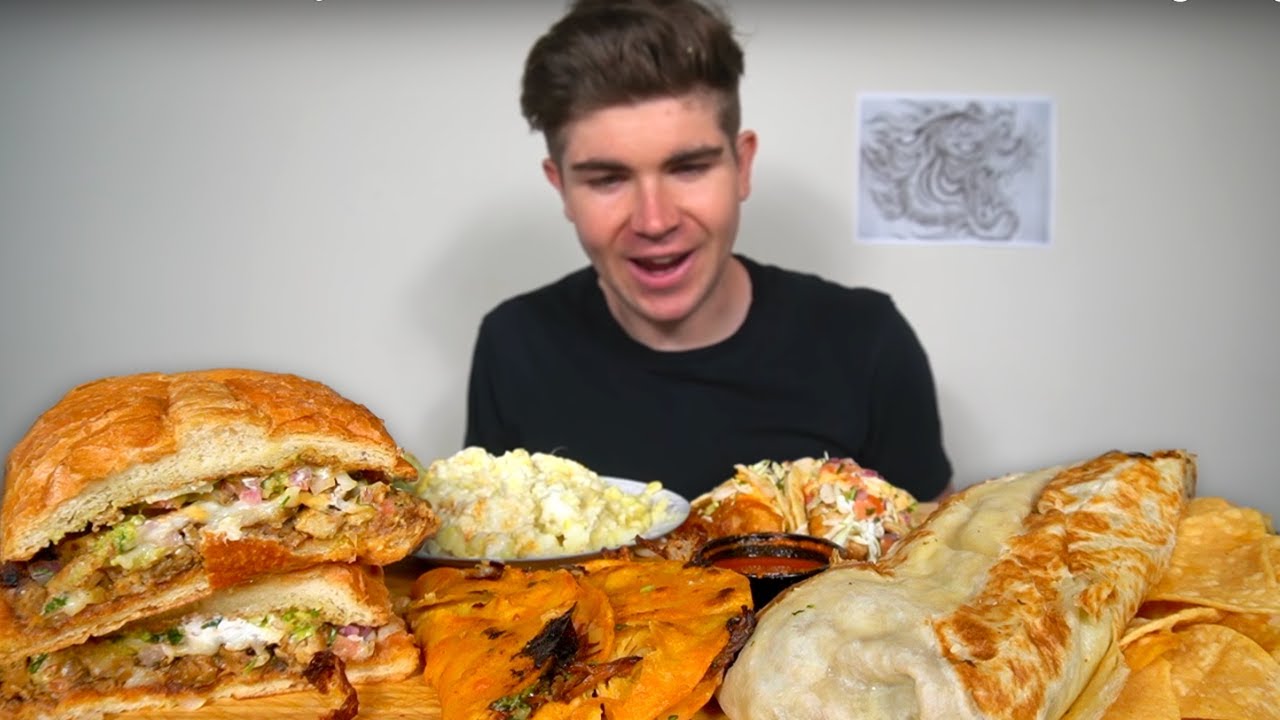 HUGE Mexican Food Mukbang - Torta, Carne Asada Burrito, Birria & Fish Tacos, Elotes +