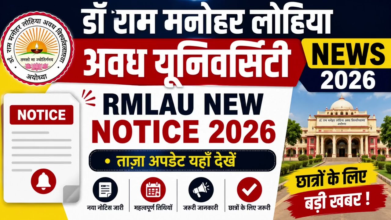 Dr Rmlau New Notice 2026 | Dr Ram Manohar Lohia Avadh University Faizabad News 2026 | Rmlau #rmlau