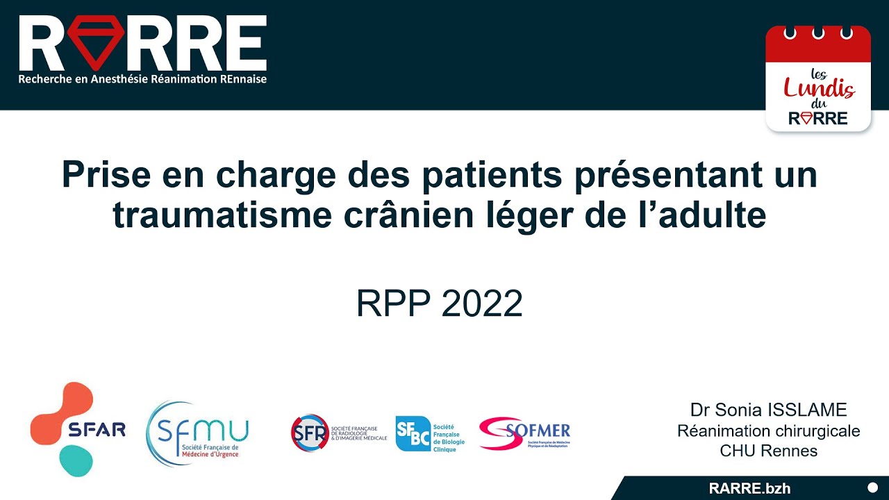 Lundi RARRE#11 Patients présentant un traumatisme crânien léger