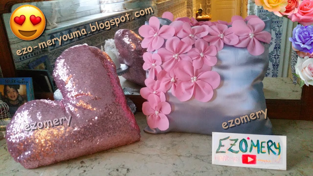 مشروع خياطة  وسائد الديكور (وسائد )    بالورود  تحفة /  Diy sew cushion flowers