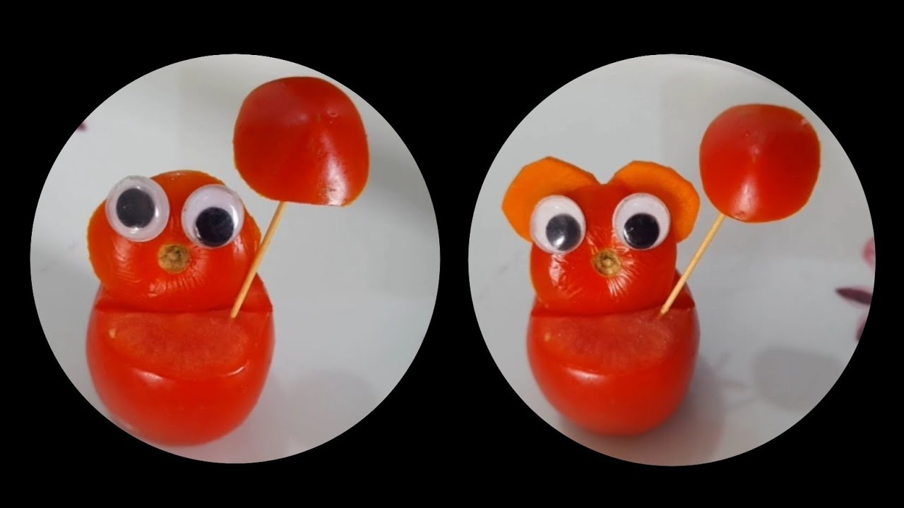 How To Make Tomato Carving Bear Design | Super Salad Decoration Ideas | Gaya Holud's Plate Design