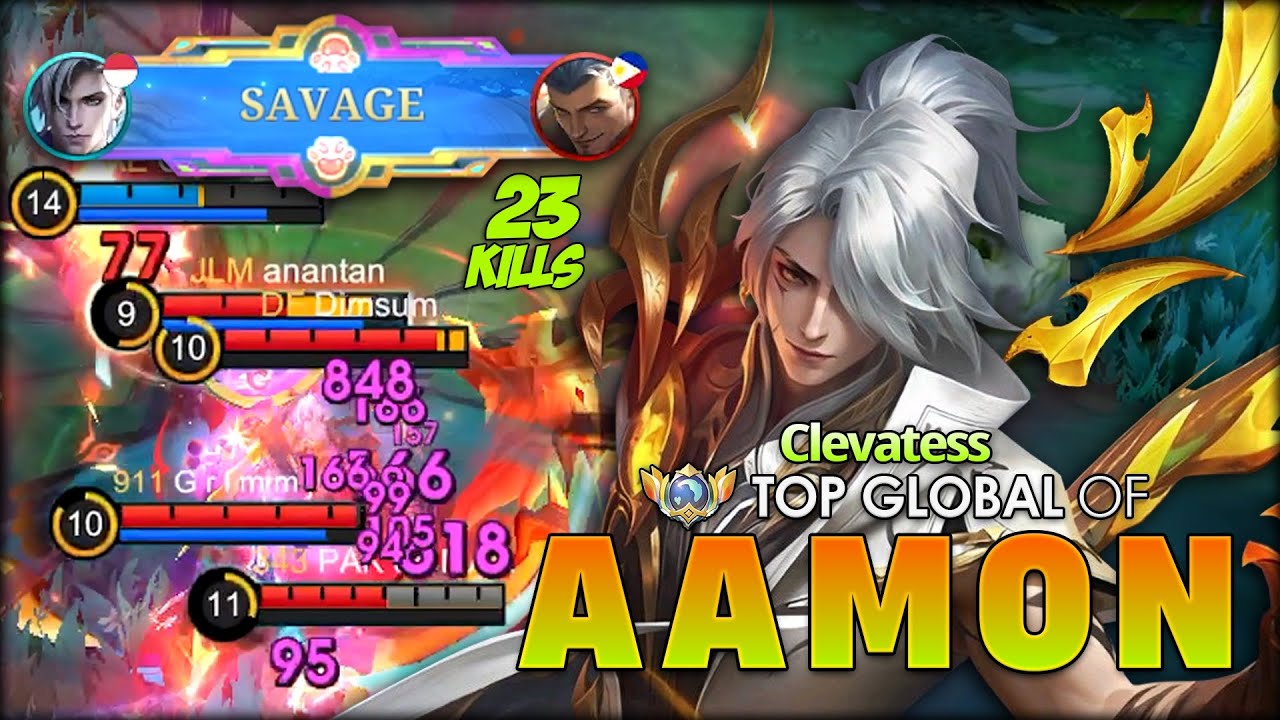 1 SAVAGE 2 MANIAC 23 KILLS!! Clevatess Top Global of Aamon ~ Mobile Legends