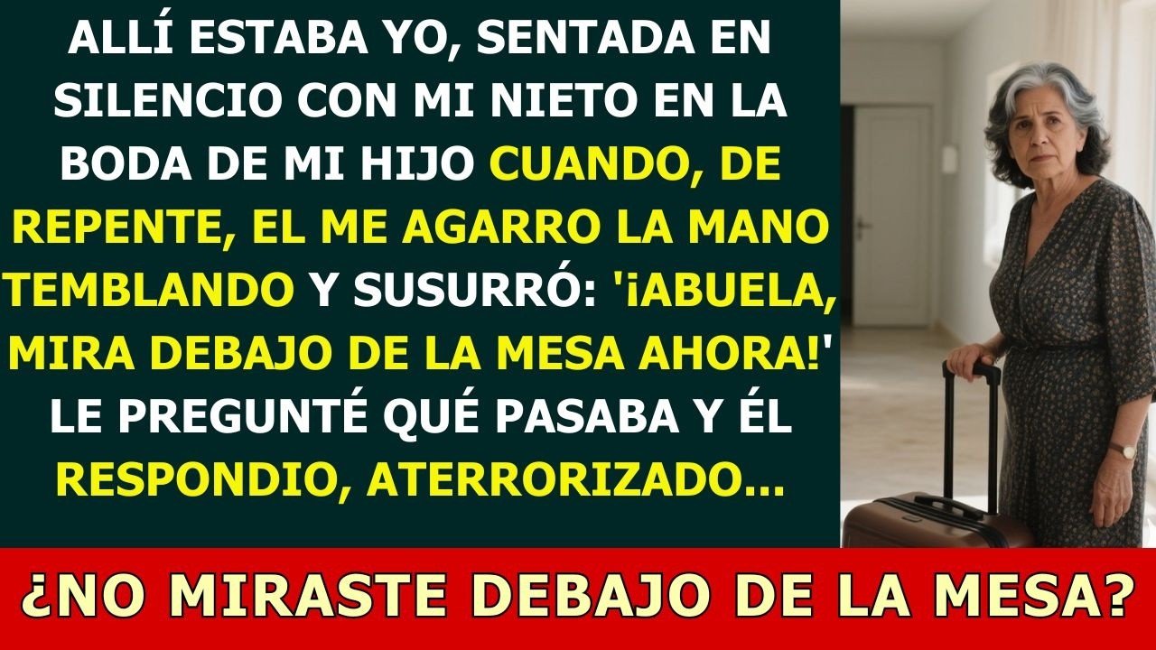 En medio de la boda, mi nieto susurró: ‘¡Abuela, mira debajo de la mesa AHORA!’