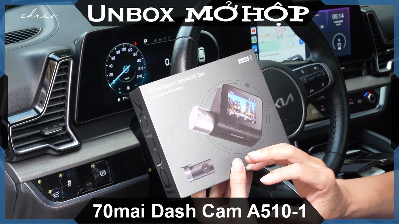 Mở hộp Camera h&agrave;nh tr&igrave;nh 70mai Dash Cam A510 set Cam trước sau