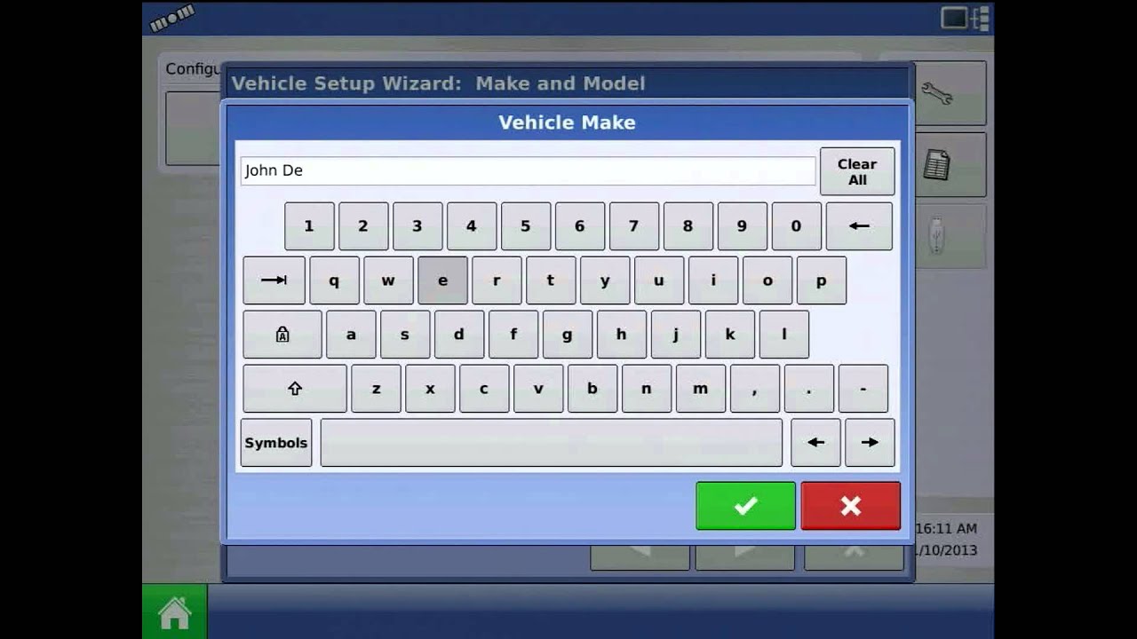 Creating a New Vehicle Configuration on the Ag Leader ® Integra/Versa display