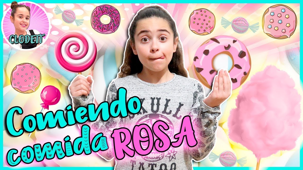 24 HORAS comiendo COMIDA ROSA 🍧 Paso UN DÍA entero PROBANDO COMIDA por COLORES 😅 CLODETT