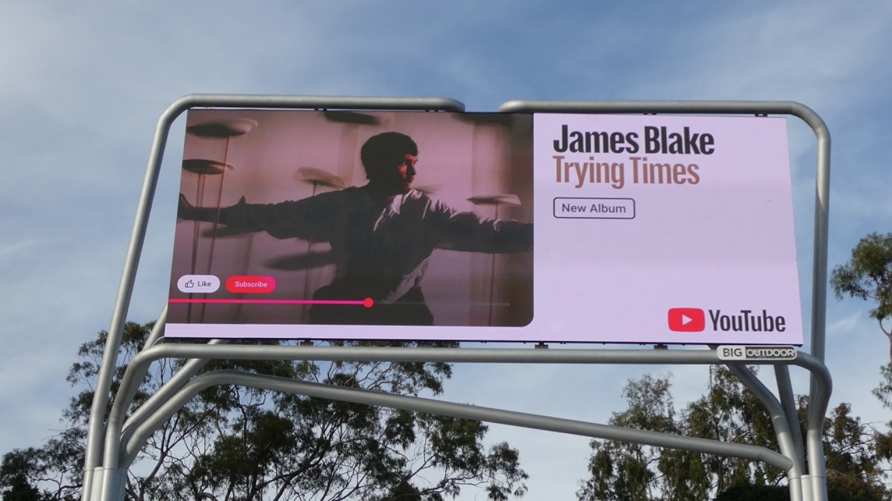 James Blake Trying Times New Album YouTube Billboard Sunset Blvd Los Angeles CA March 13, 2026