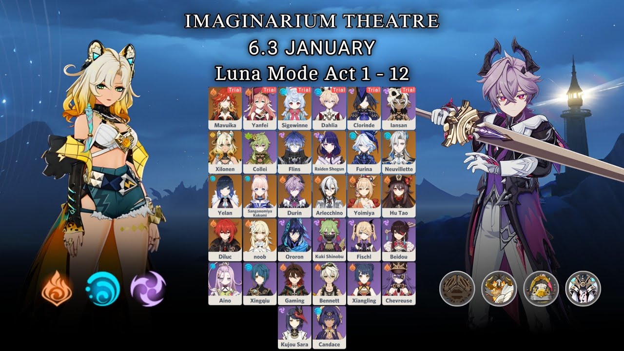 F2P Player | Imaginarium Theater 6.3 Clear | Luna Mode | ACT 1 - 12 | 12 stars | Genshin Impact