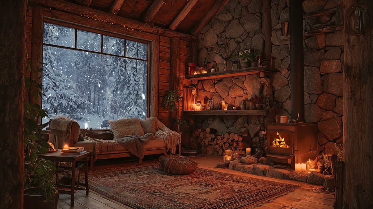 Soft Indoor Fire Sounds Blended with Moving Air for Relaxation and Focus