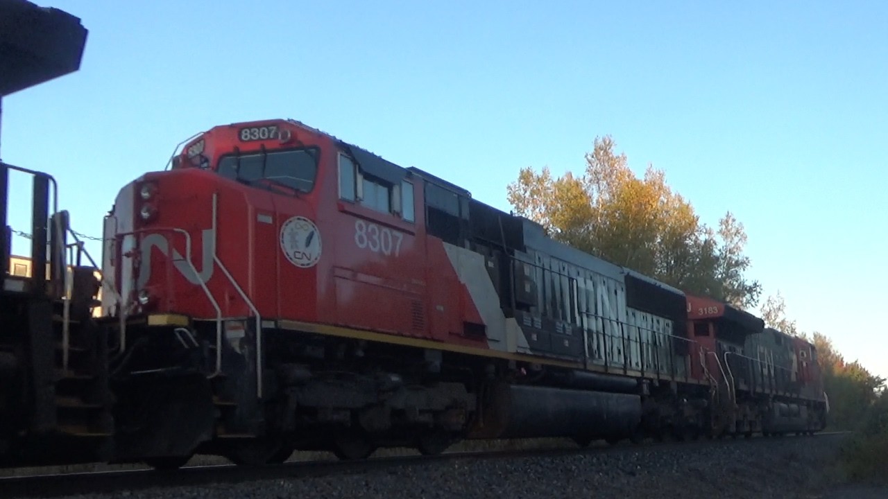 Nice Horn Action! Long Extra Stack Train CN X121 Rolling thru Berry Mills, NB