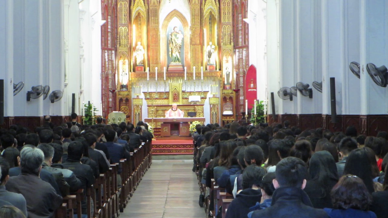 Catholic Mass in Cathedral Hanoi VIETNAM