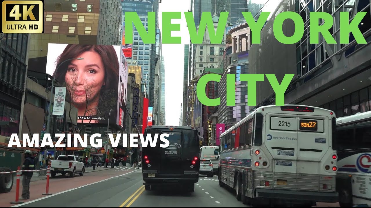 New York City early morning ride thru / Lincoln tunnel / times square / manhattan / 4k